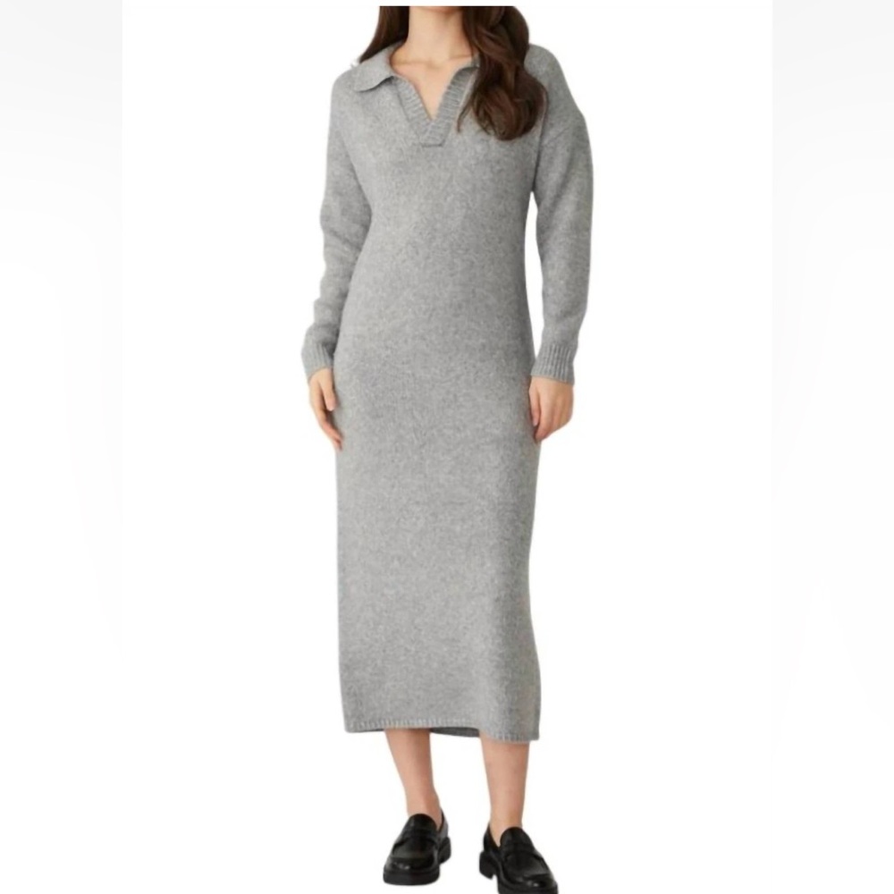 525 AMERICA Raya Solid Maxi Polo Dress In Smoke‎ Grey Size NWOT